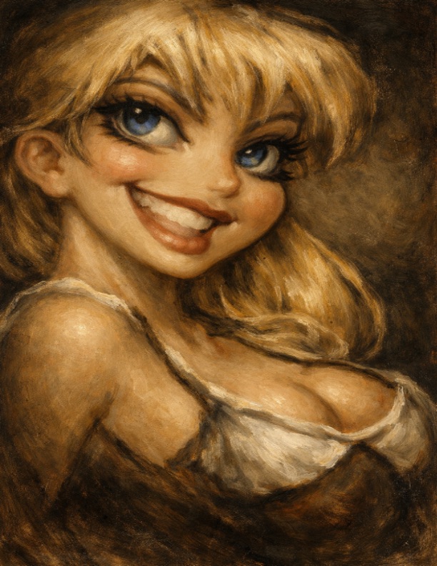 Creek Rat pinup girl renaissance style artwork A